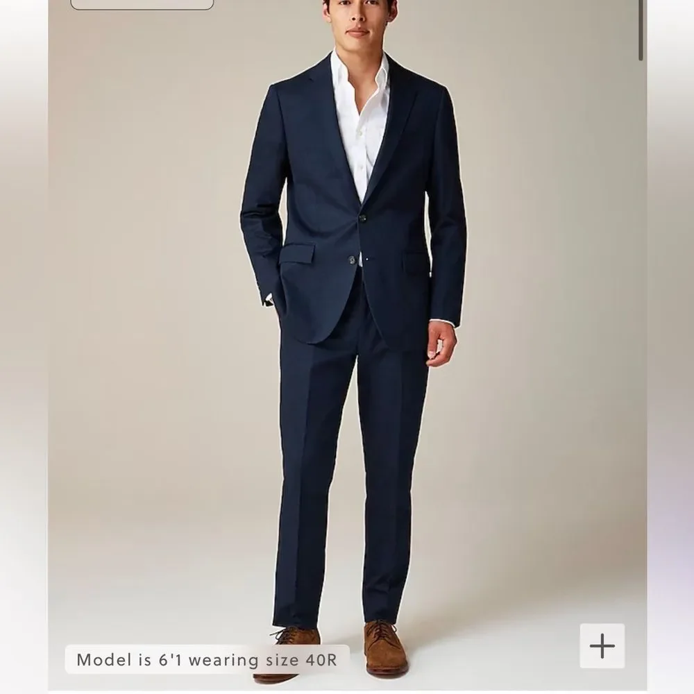 NWOT J Crew Ludlow Suit Mens 42S 38x34 Navy Italian Duca Visconti Cotton Classic